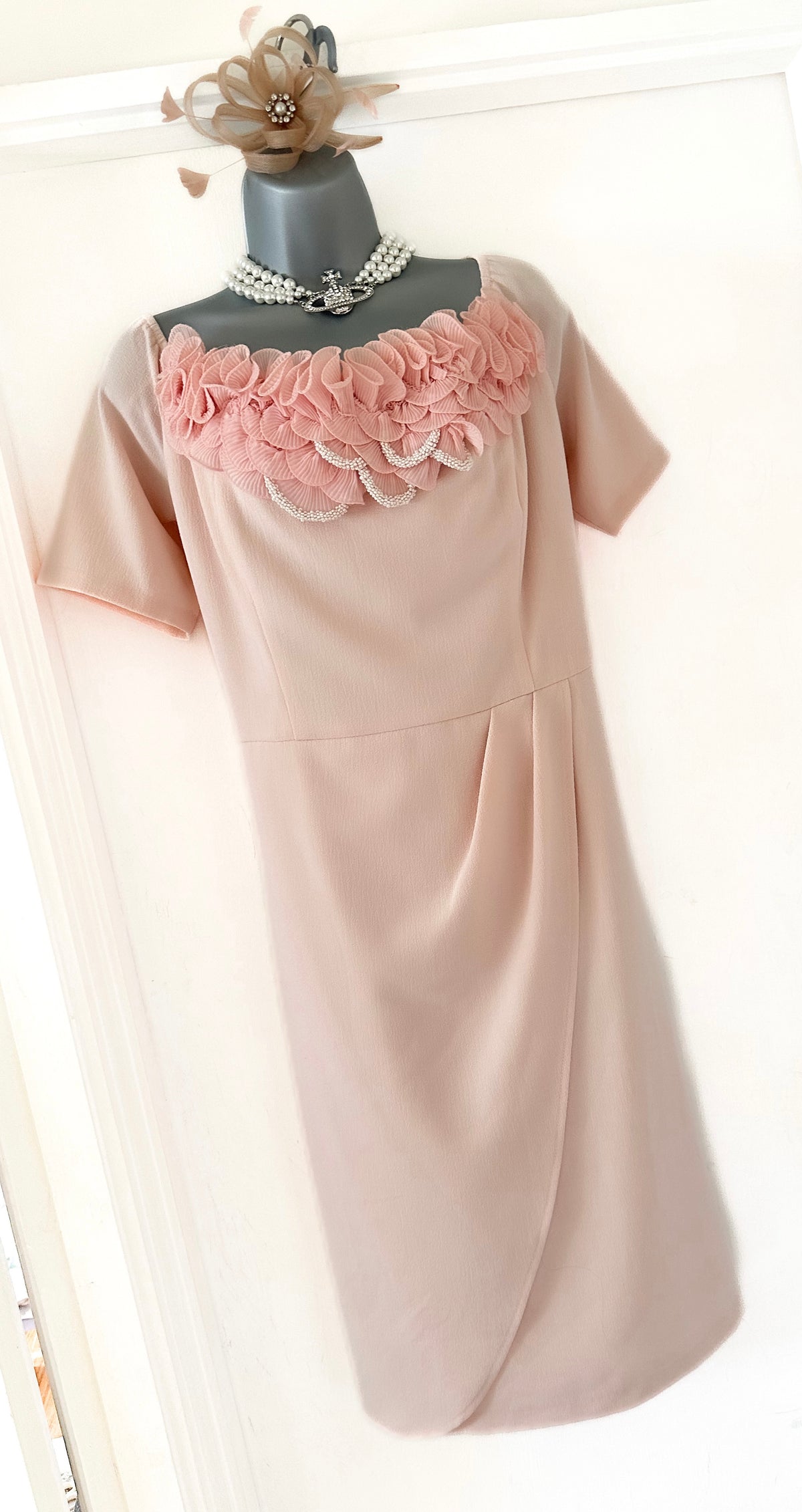 Kaleidoscope pale pink beaded detail ruffle wedding knee length Dress 18