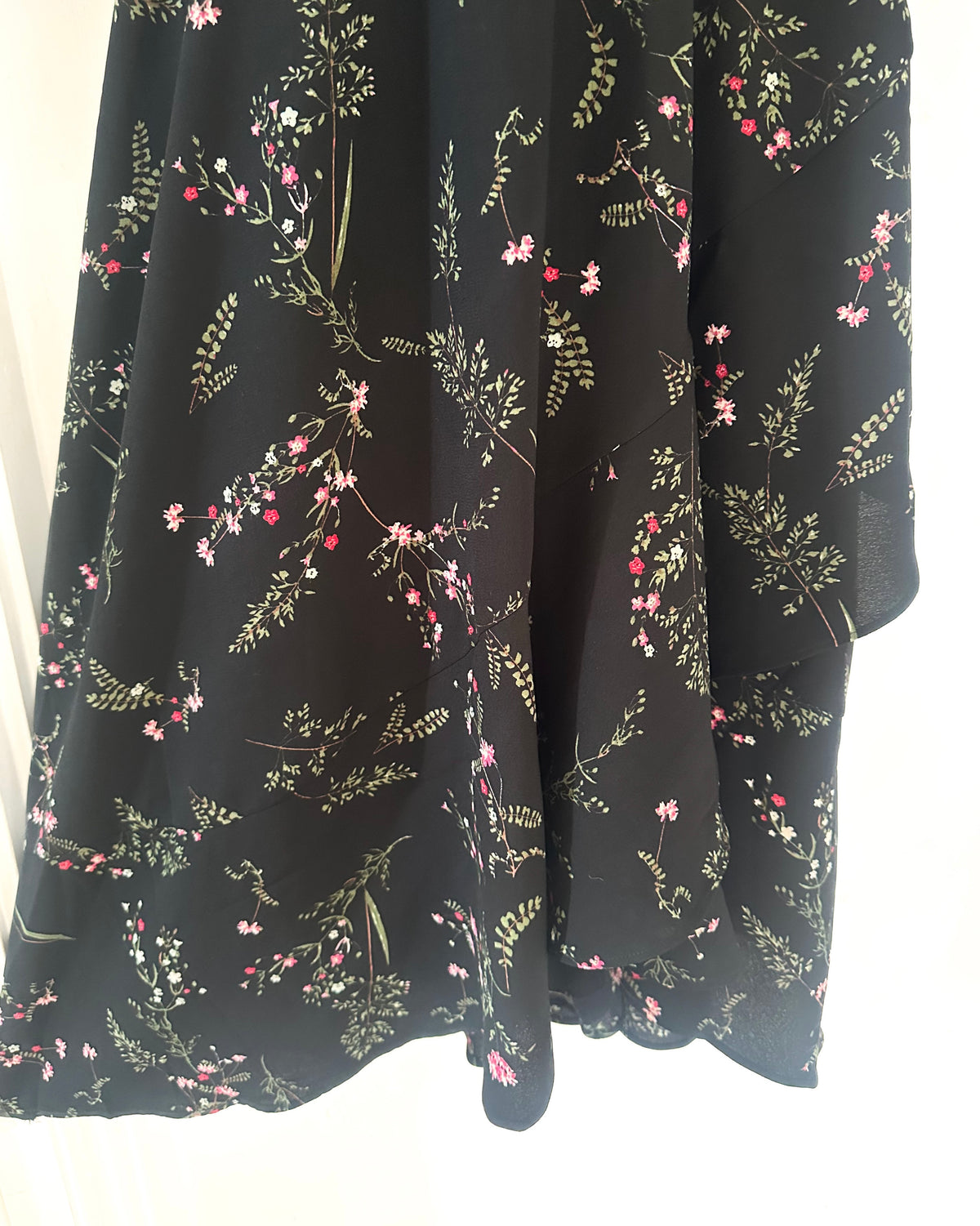 Anthology black floral elasticated waist 3/4 sleeve calf length dress size 28