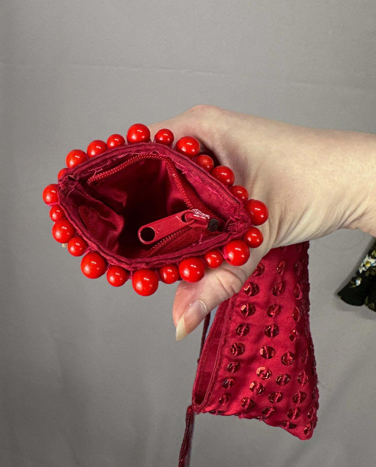 Stylish Reworked By Nicolle evening One of a kind red sequin party Christmas bag & matching purse