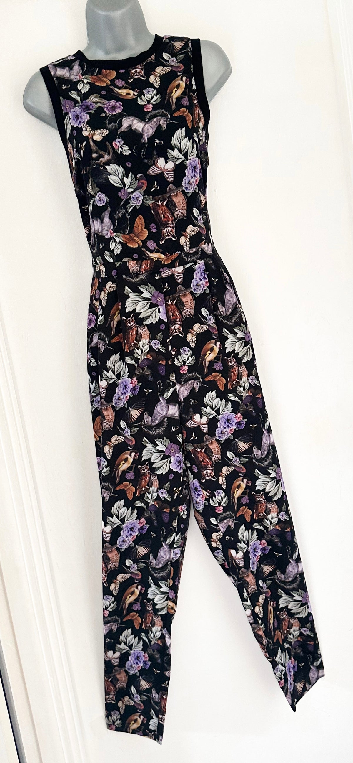 Bnwt M&S Collection limited edition black multi printed quirky jumpsuit size 10