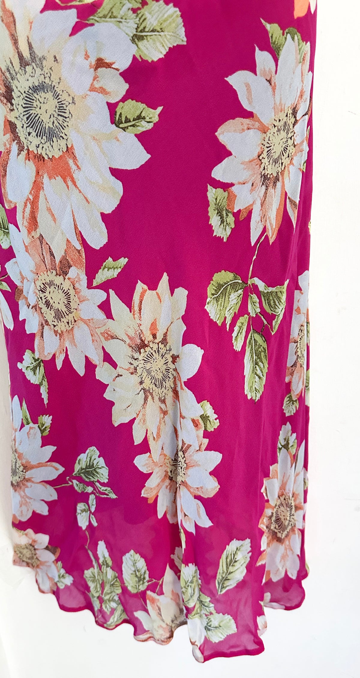 Satsuma London pink floral multi sleeveless summer holiday long maxi dress size 10