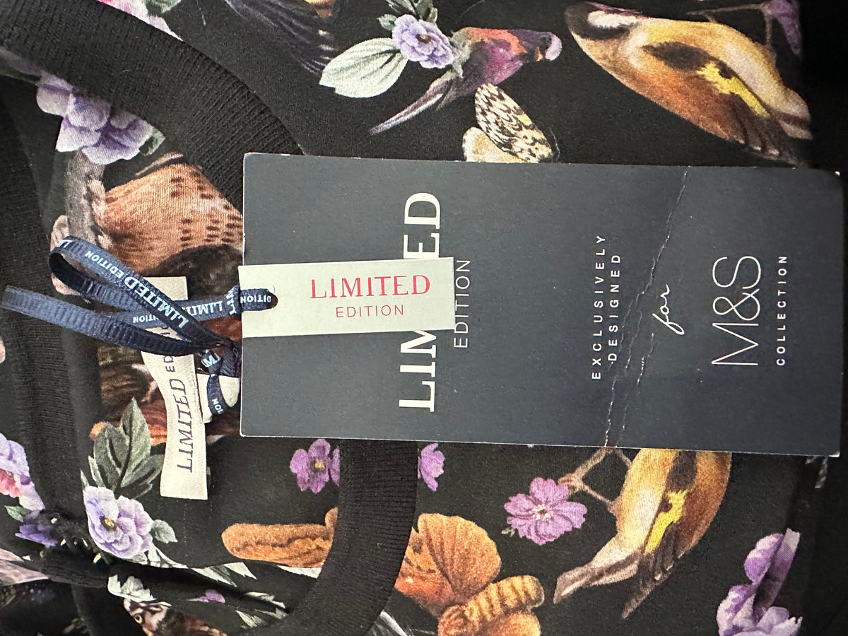 Bnwt M&S Collection limited edition black multi printed quirky jumpsuit size 10