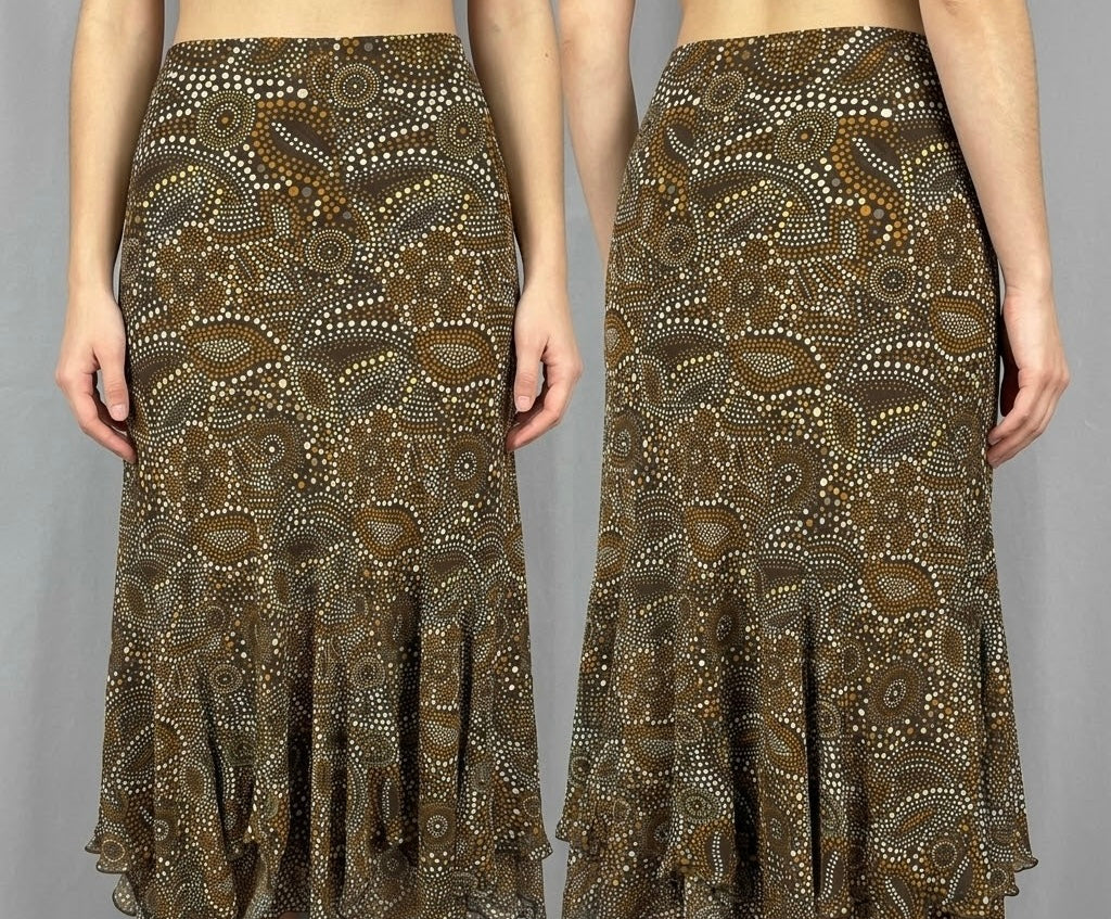 Tu multi printed boho long elasticated waist skirt size 10
