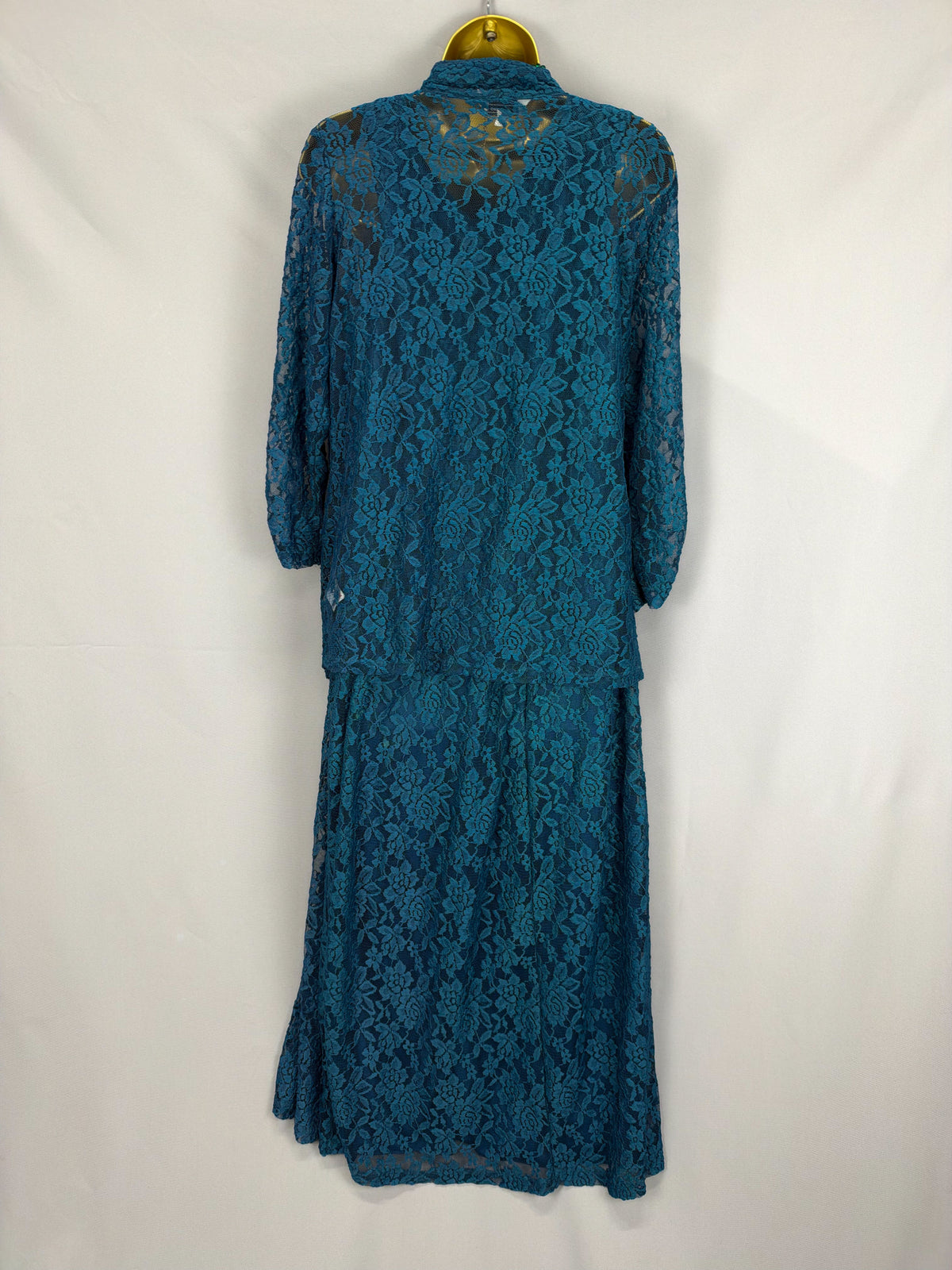 Stunning new Nightingales teal lace maxi mother of the bride/groom lace long dress suit uk 20
