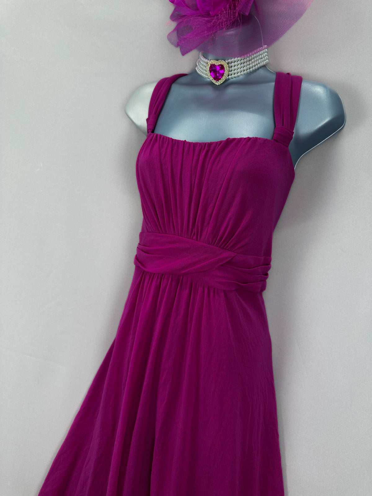 Stunning new Bhs dark pink wedding races midi dress 18