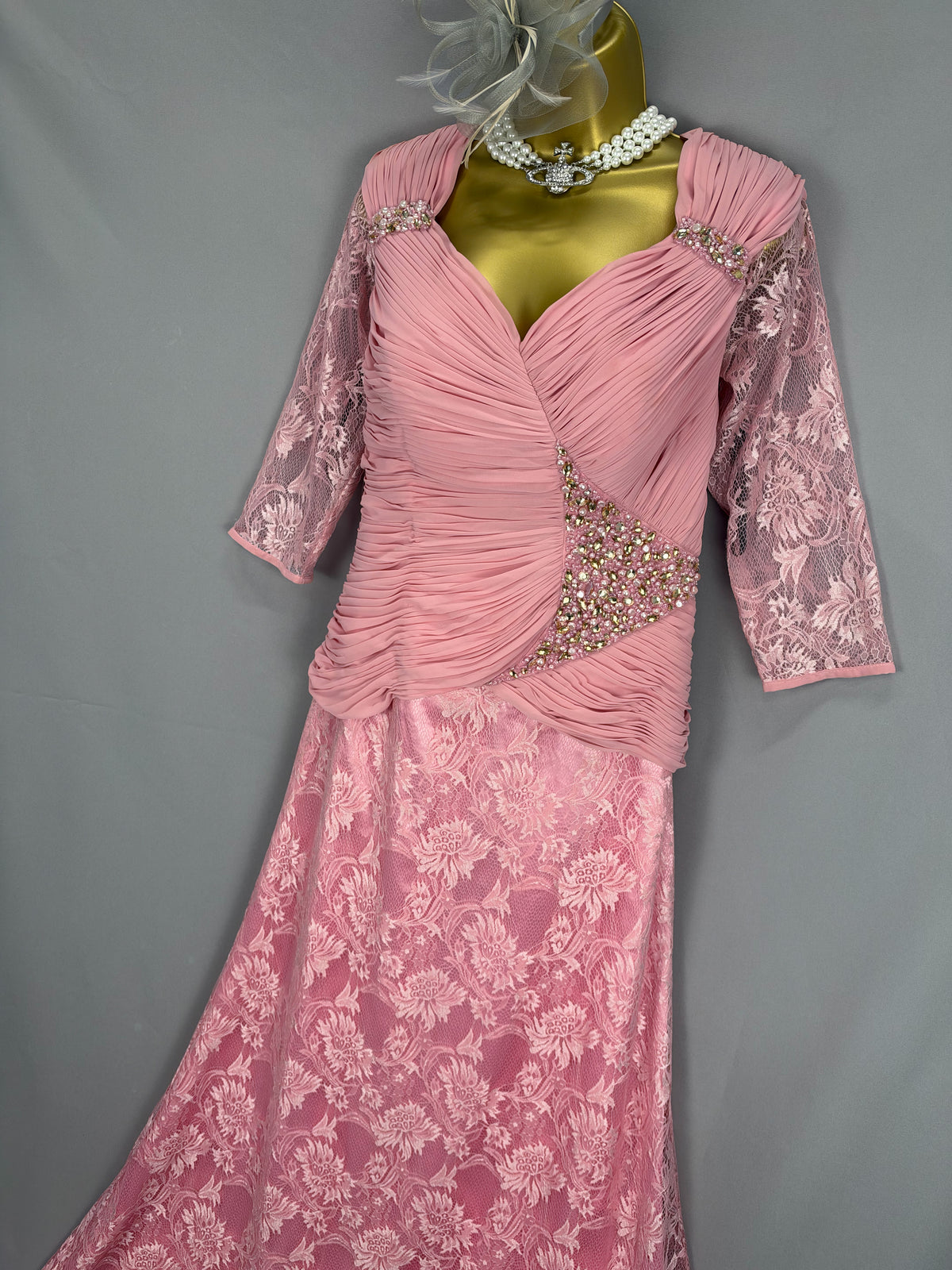 Stunning Zeila Donna pink lace diamanté mother of the bride/groom  wedding guest long dress uk 14