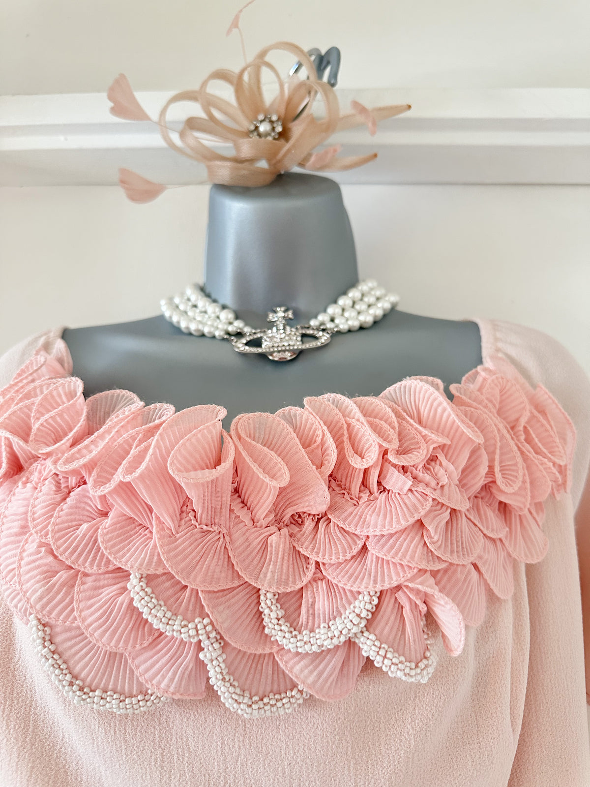 Kaleidoscope pale pink beaded detail ruffle wedding knee length Dress 18