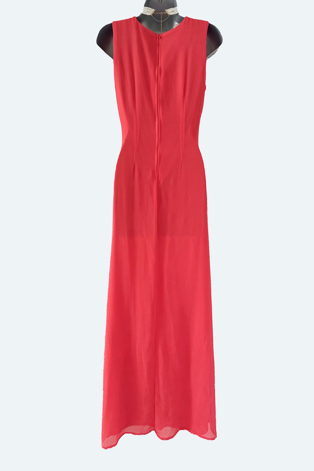 Bnwt Maya Deluxe peach beaded sequin long sleeveless evening occasion dress size 10