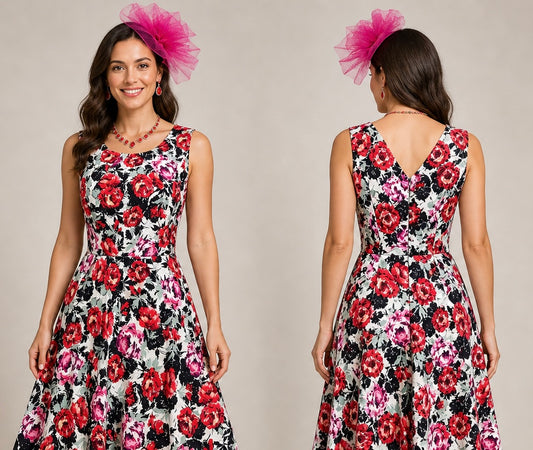 Colourful Wallis multi print floral wedding formal races  above knee a-line dress 10