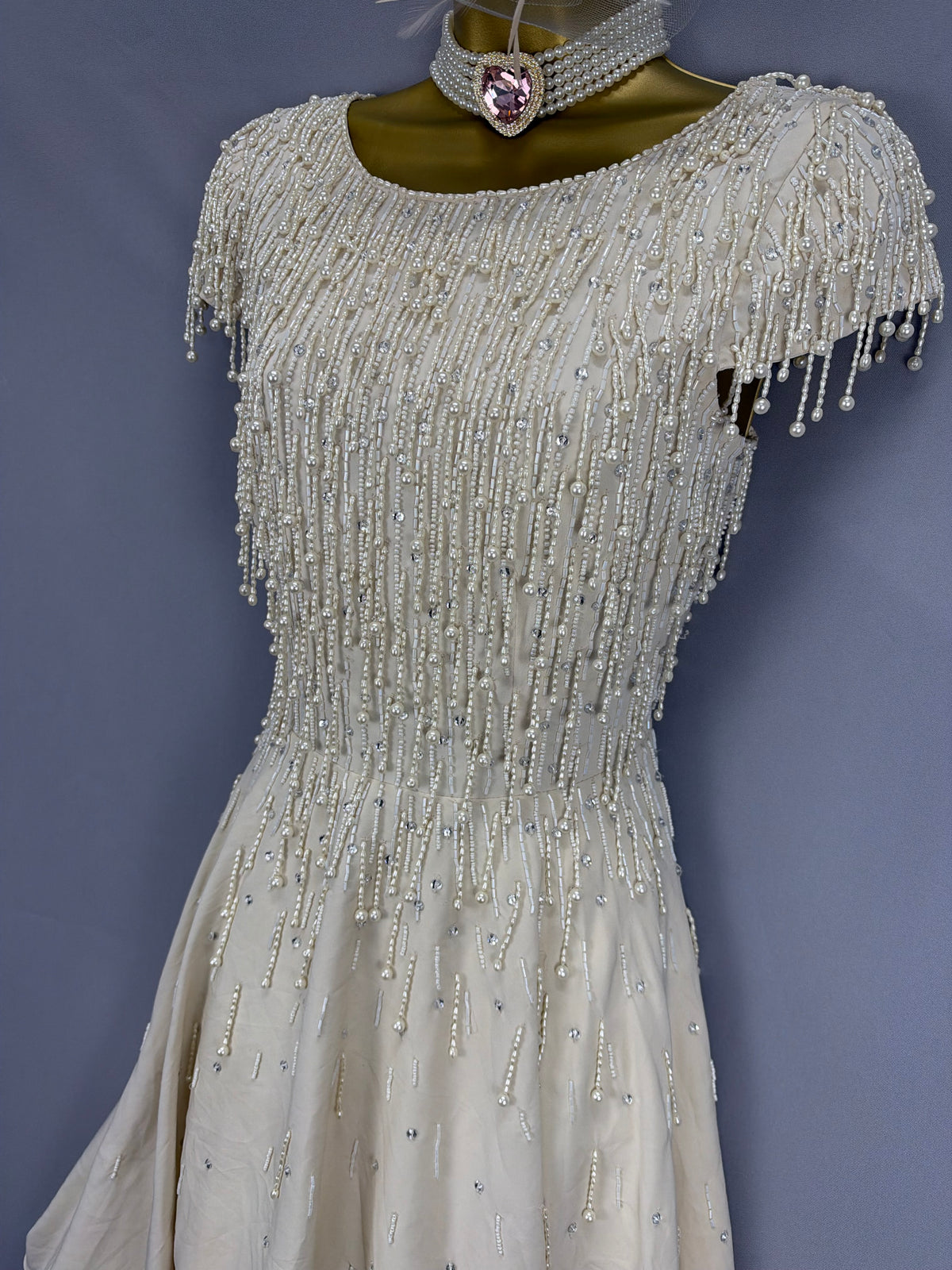 Exquisite Monsoon cream beaded limited edition  wedding mother of the bride/groom dress uk 10