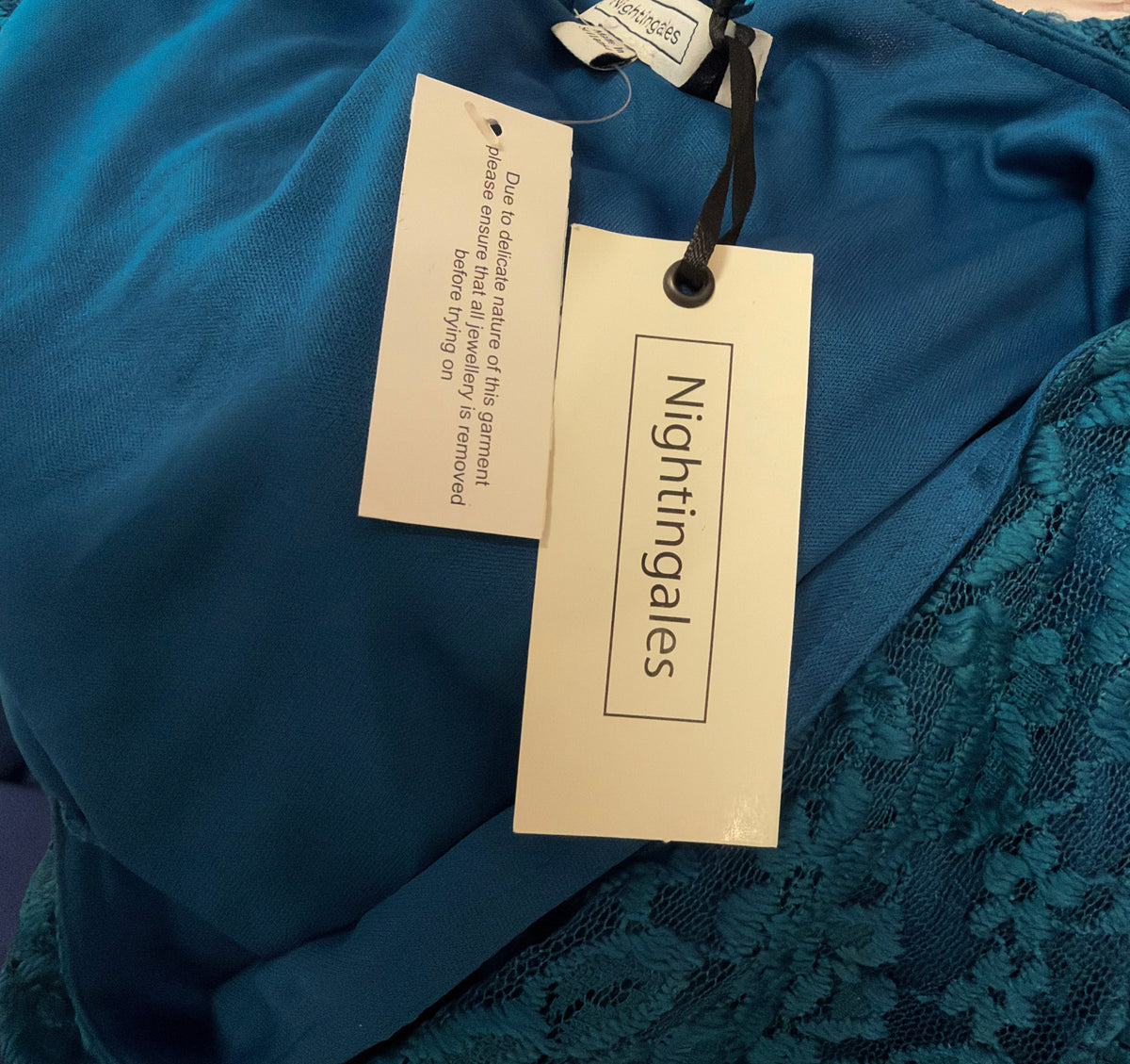 Stunning new Nightingales teal lace maxi mother of the bride/groom lace long dress suit uk 20