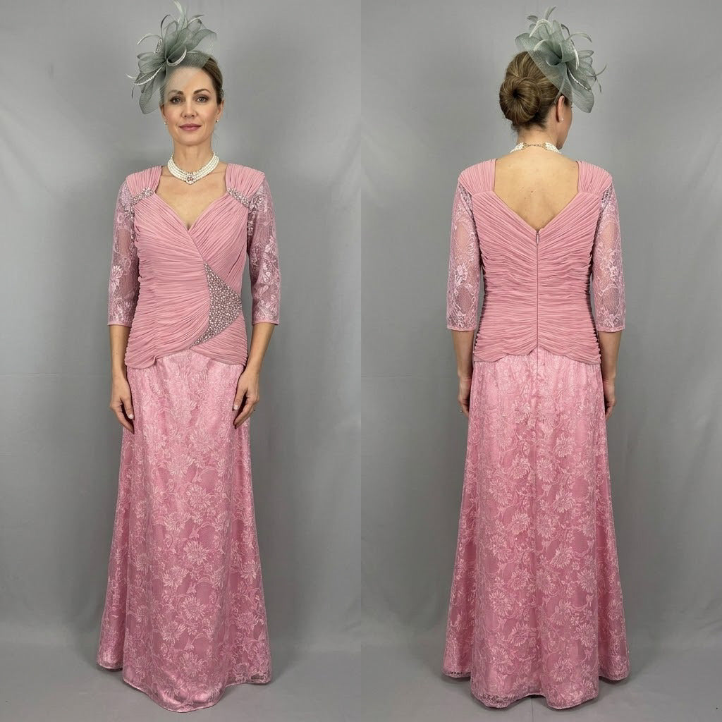 Stunning Zeila Donna pink lace diamanté mother of the bride/groom  wedding guest long dress uk 14