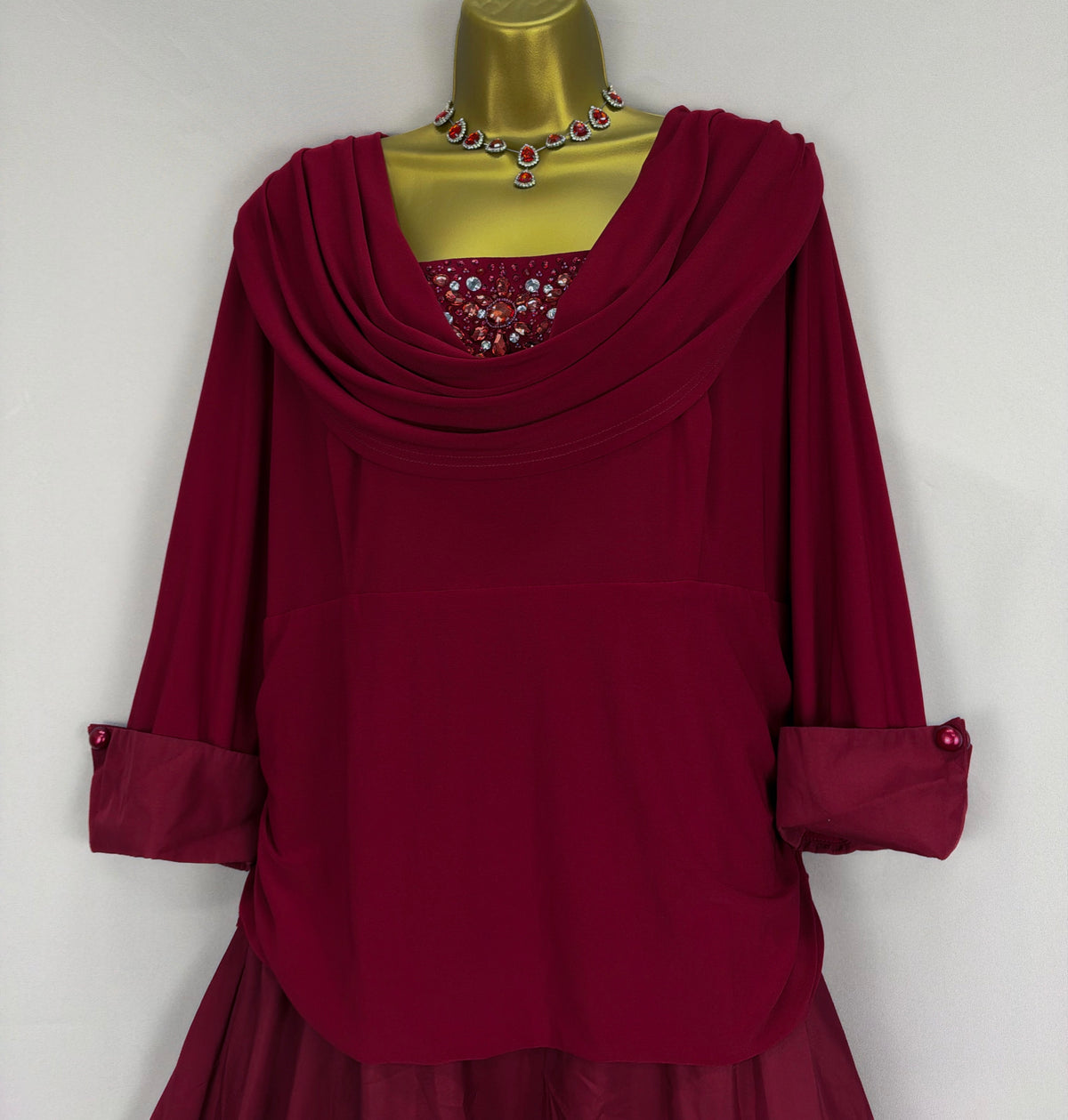Stunning Nightingales black tie dark red jewel Christmas party long dress uk 22