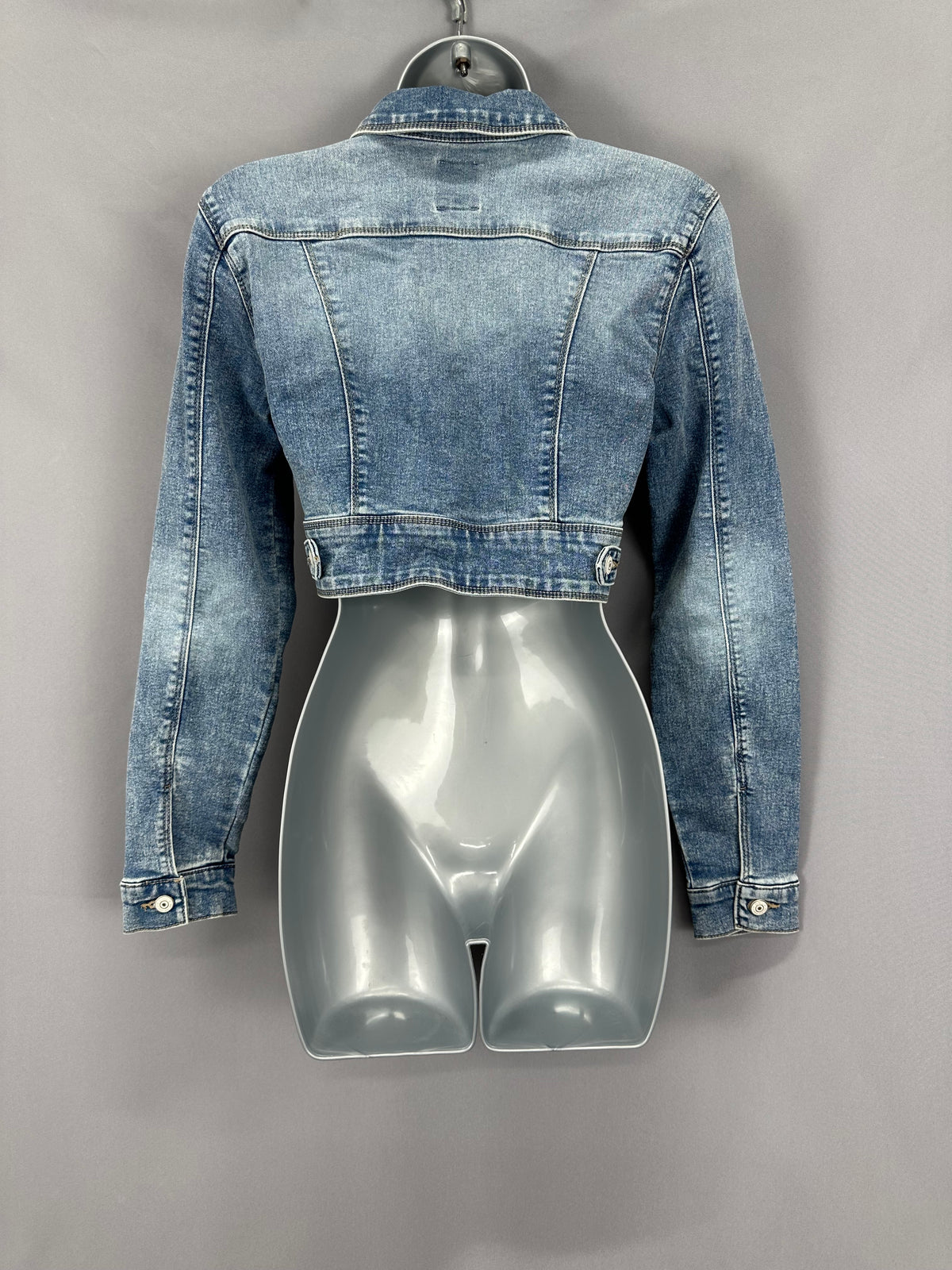 Stylish Only pale blue denim smart casual cropped jacket 6