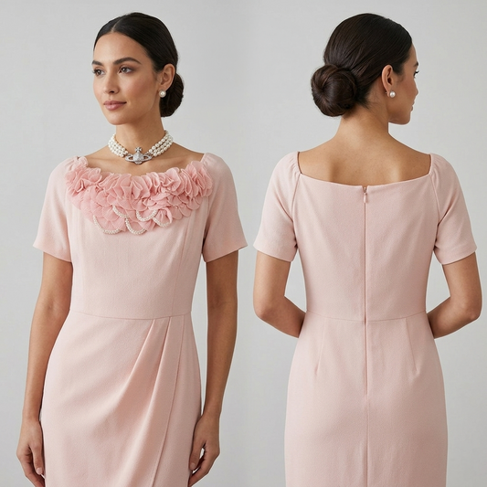Kaleidoscope pale pink beaded detail ruffle wedding knee length Dress 18