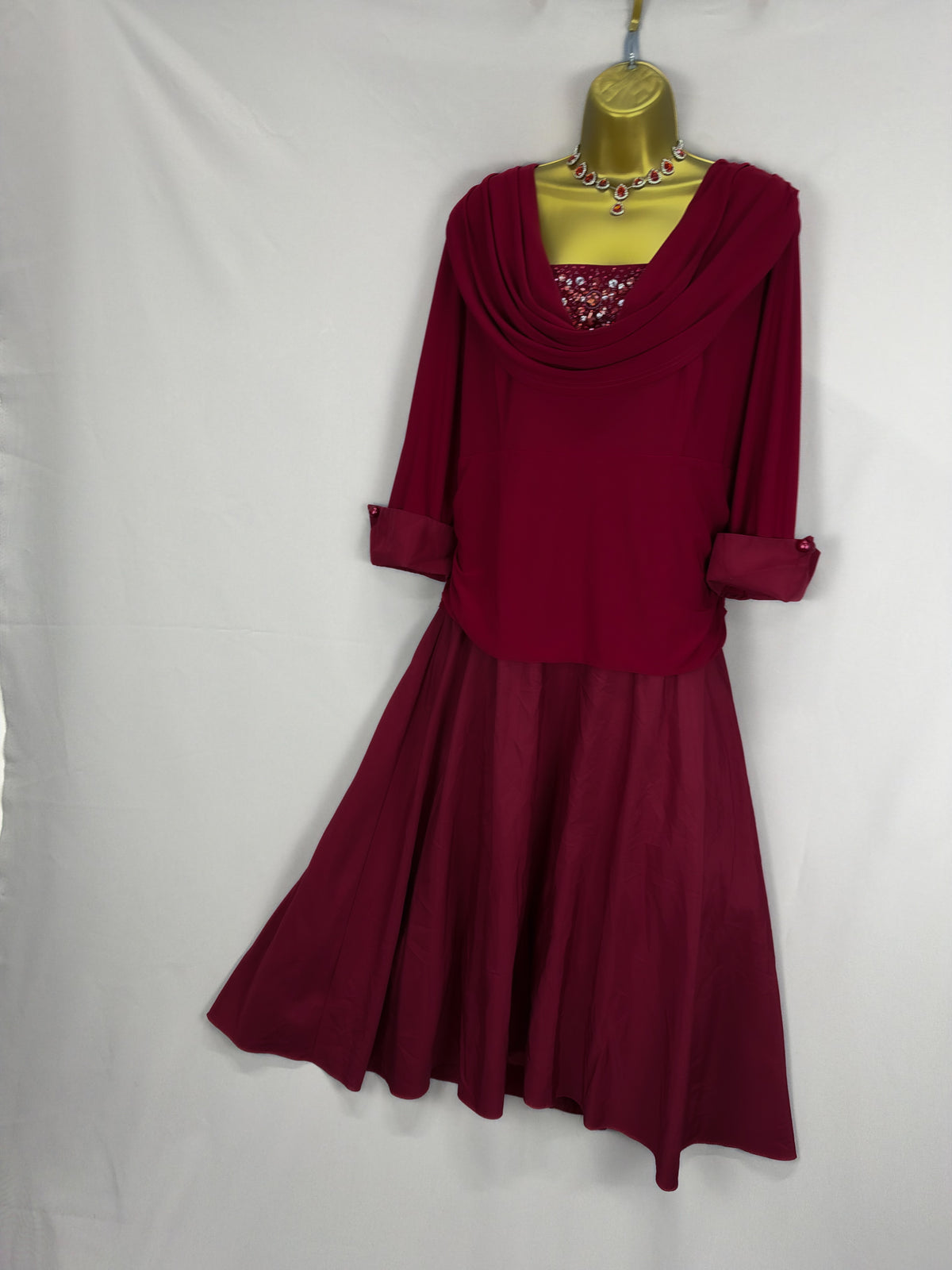 Stunning Nightingales black tie dark red jewel Christmas party long dress uk 22
