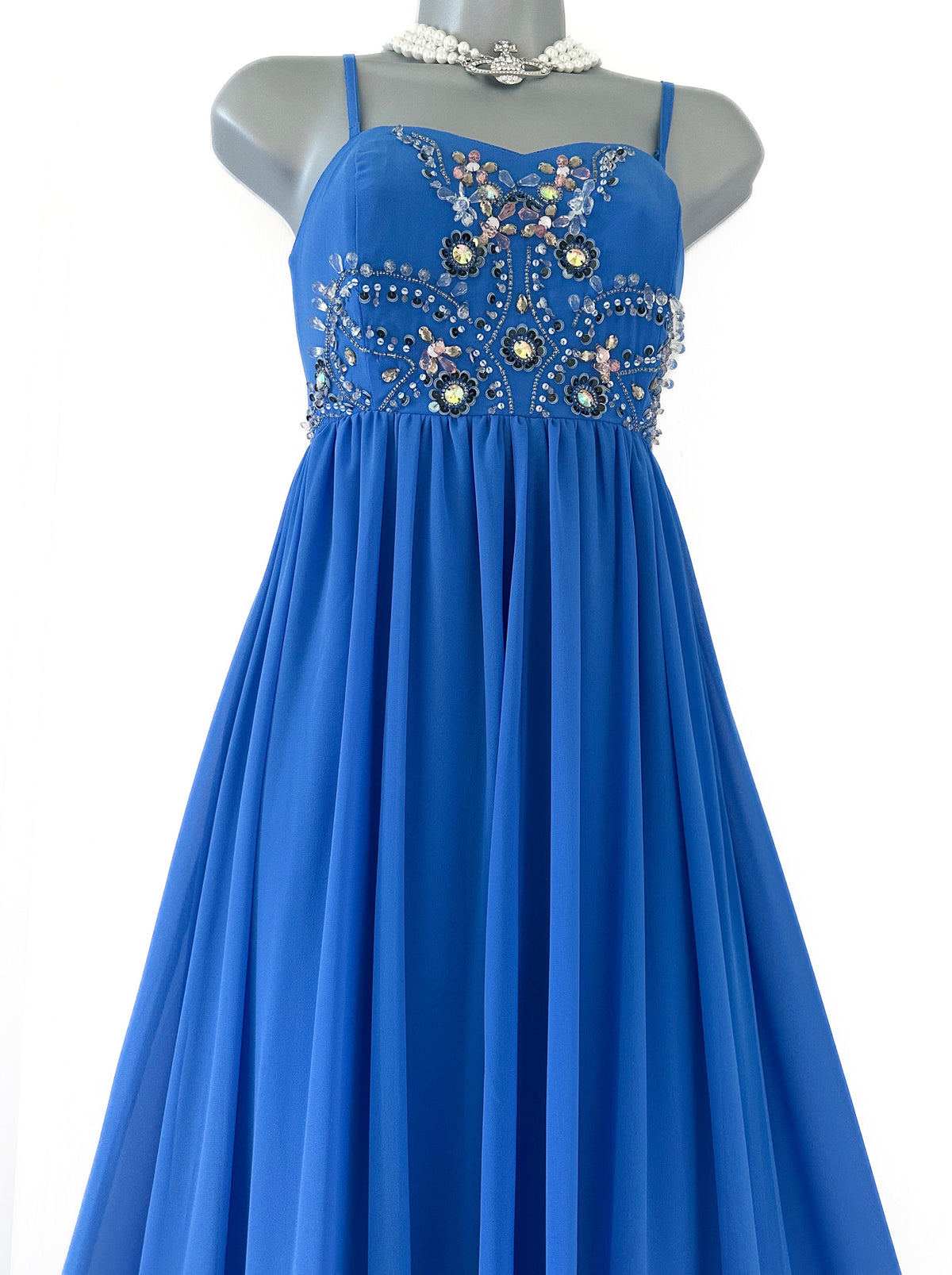ASOS blue embellished wedding/prom/evening very long maxi dress size 12