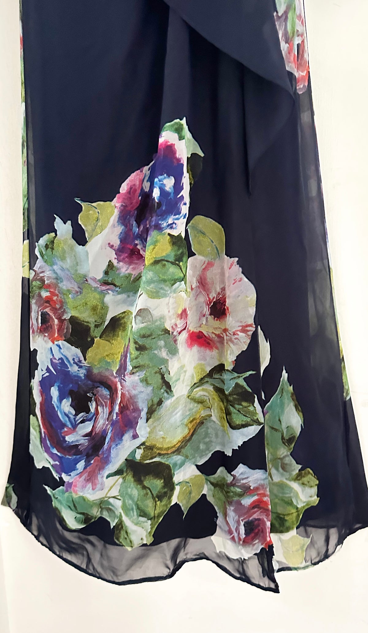 Adrianna Papell navy floral multi occasion wedding long maxi dress size 8