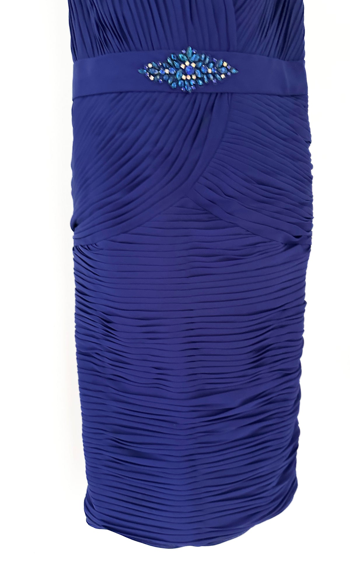 Veni Infantino pleated style jewel midnight blue detail occasion wedding midi dress size 16