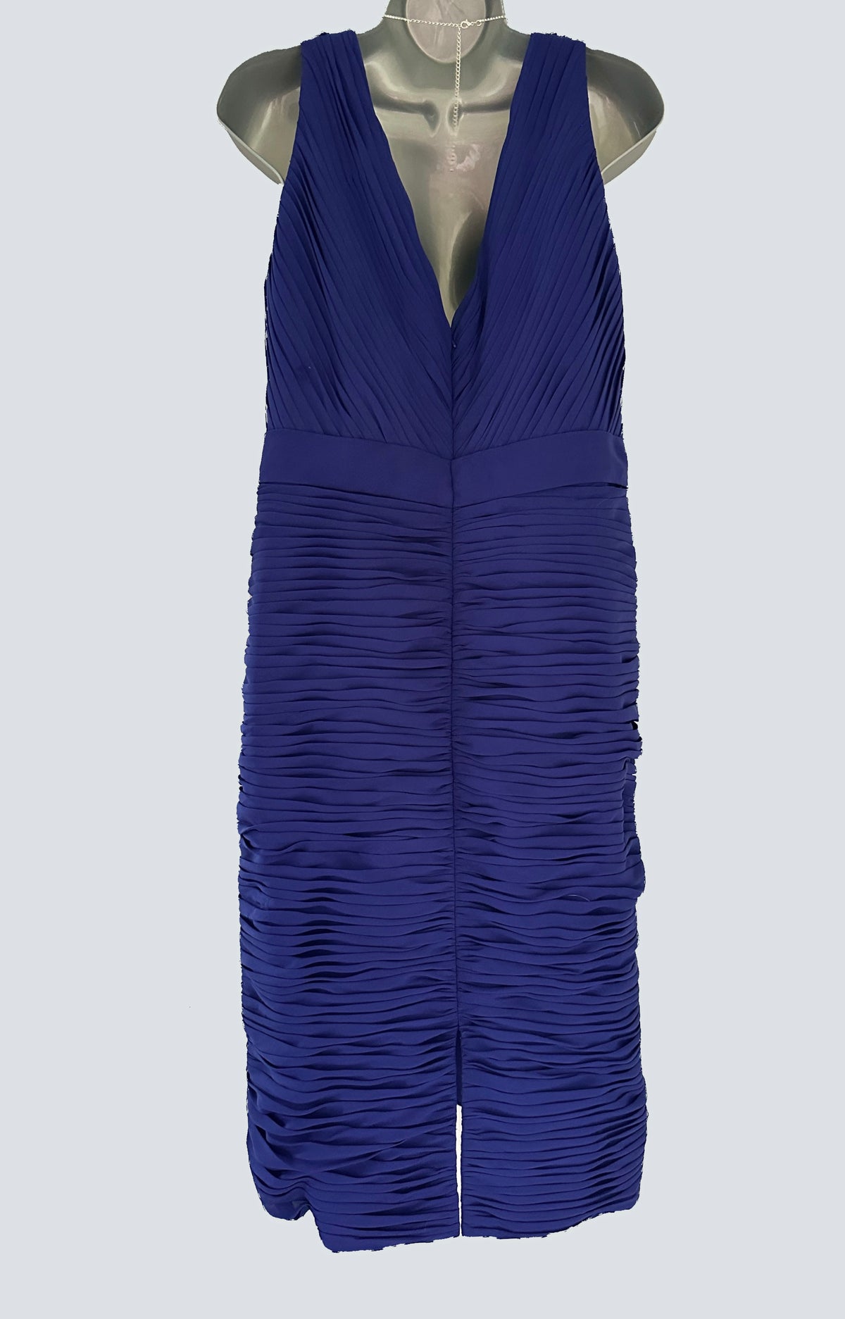 Veni Infantino pleated style jewel midnight blue detail occasion wedding midi dress size 16