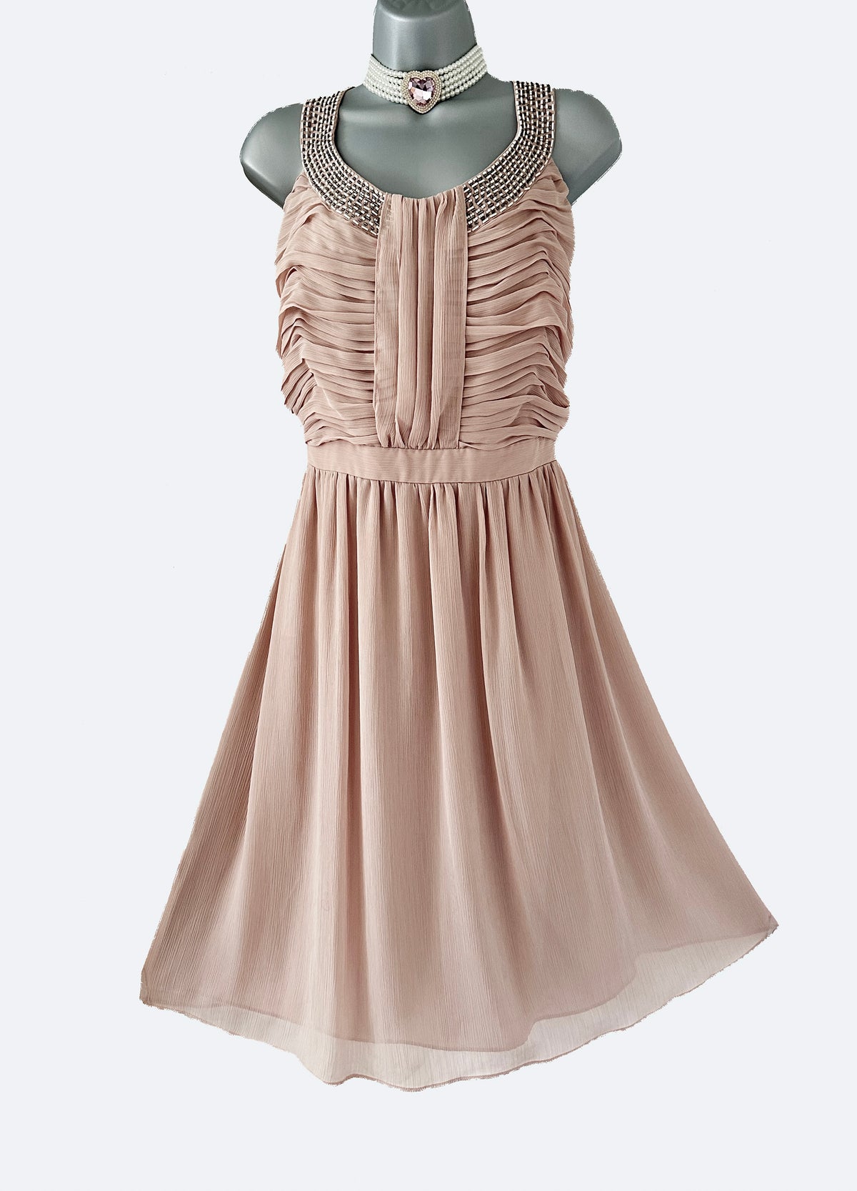 Bnwt Frock and Frill beaded detail nude over the knee occasion dress size 22