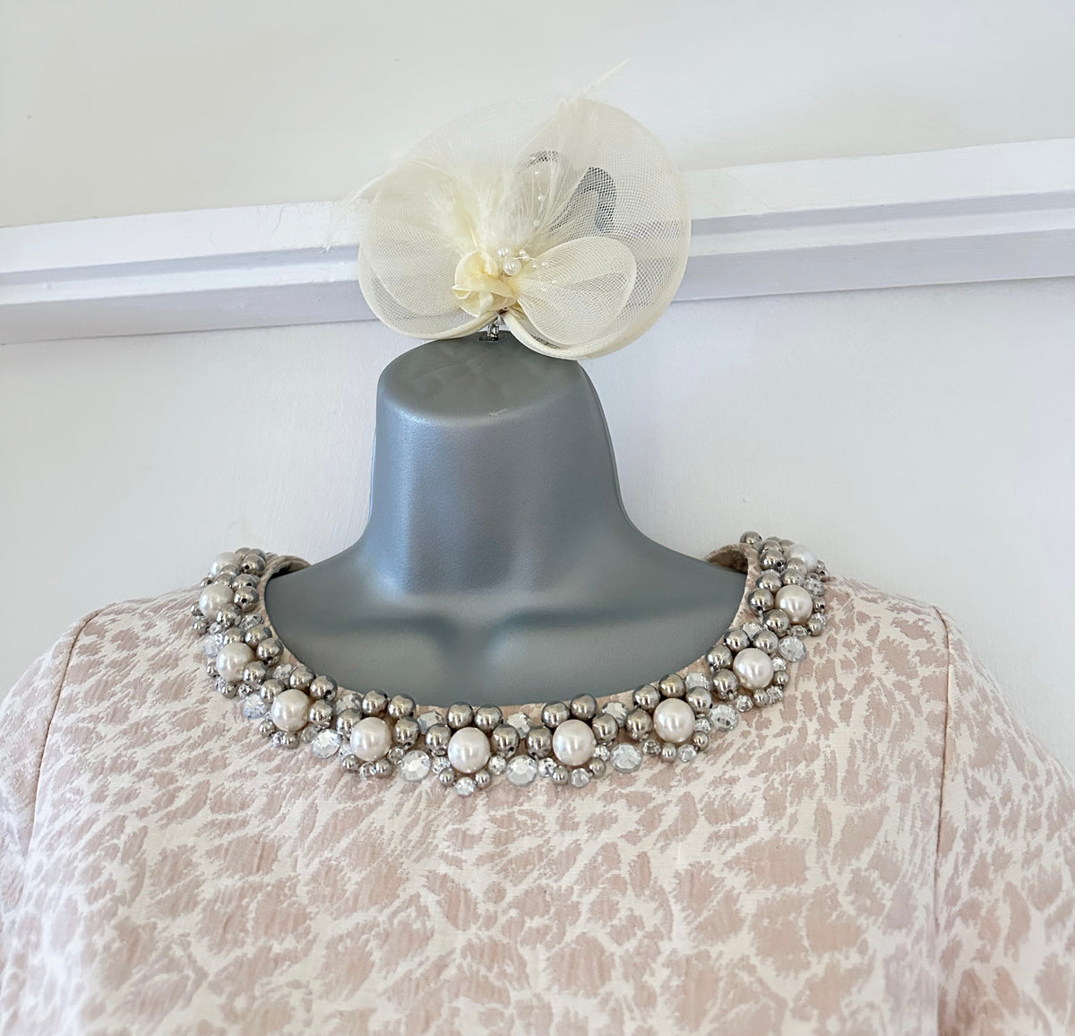 M&S Collection champagne beaded neckline mother of the bride a-line dress 16