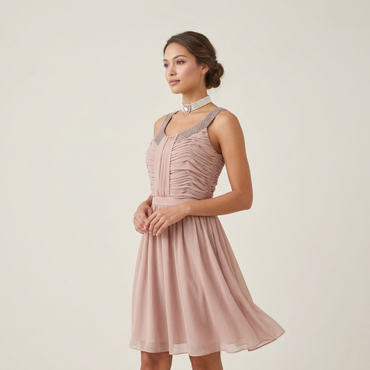 Bnwt Frock and Frill beaded detail nude over the knee occasion dress size 22