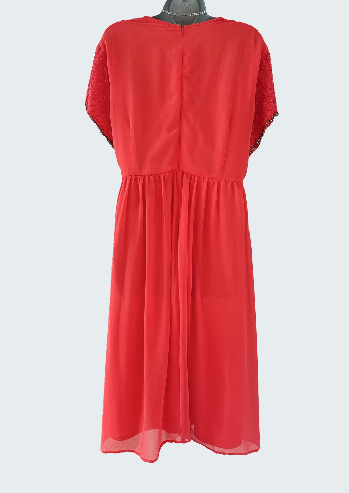 Lovedrobe embellished orangey peach short sleeve occasion over the knee dress size 22