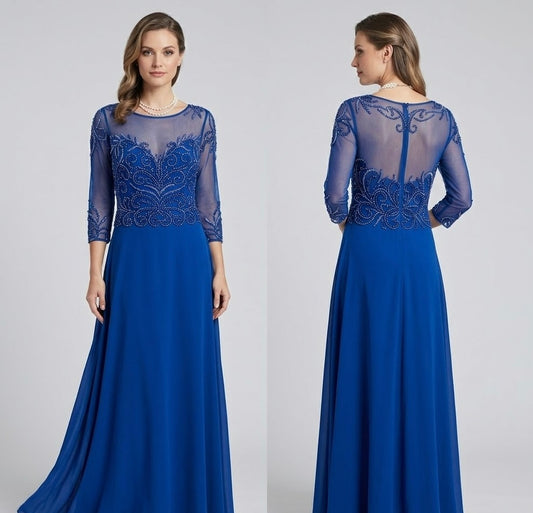 Stunning Goya London royal blue beaded floral Christmas mother of the bride/groom long dress uk 14